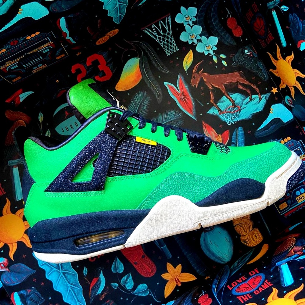 Air Jordan Green and Navy Sneakers